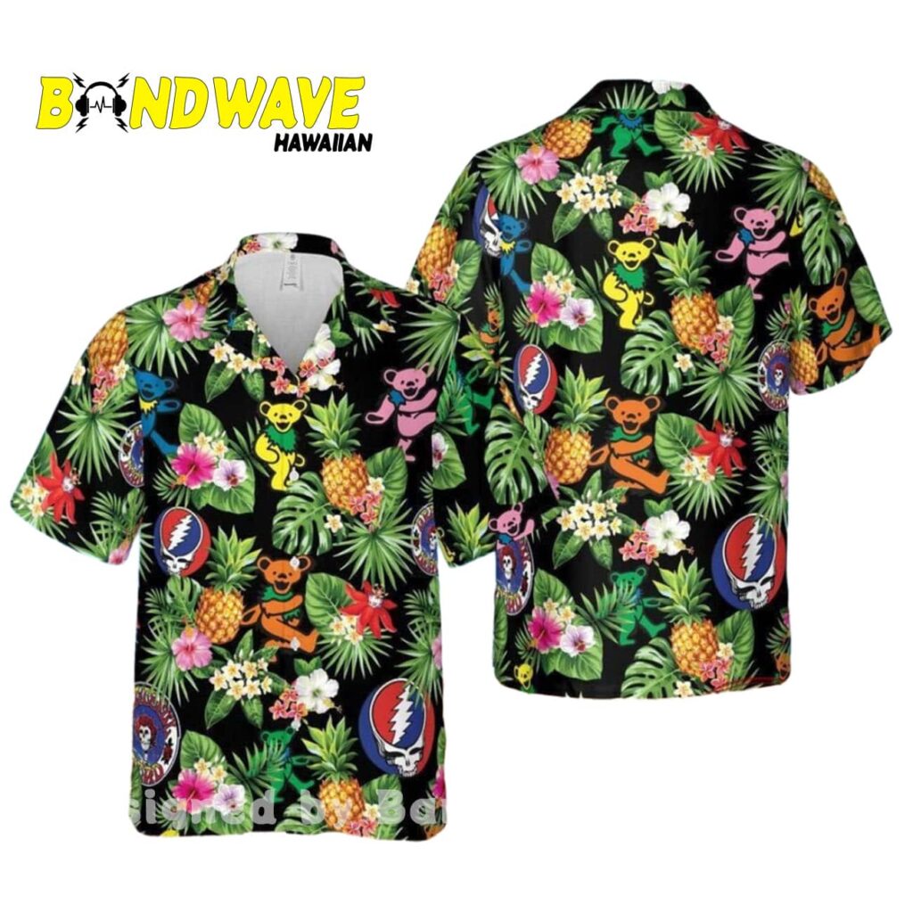 Grateful Dead Aloha Dancing Bear Logo Pattern Hawaiian Shirt 1