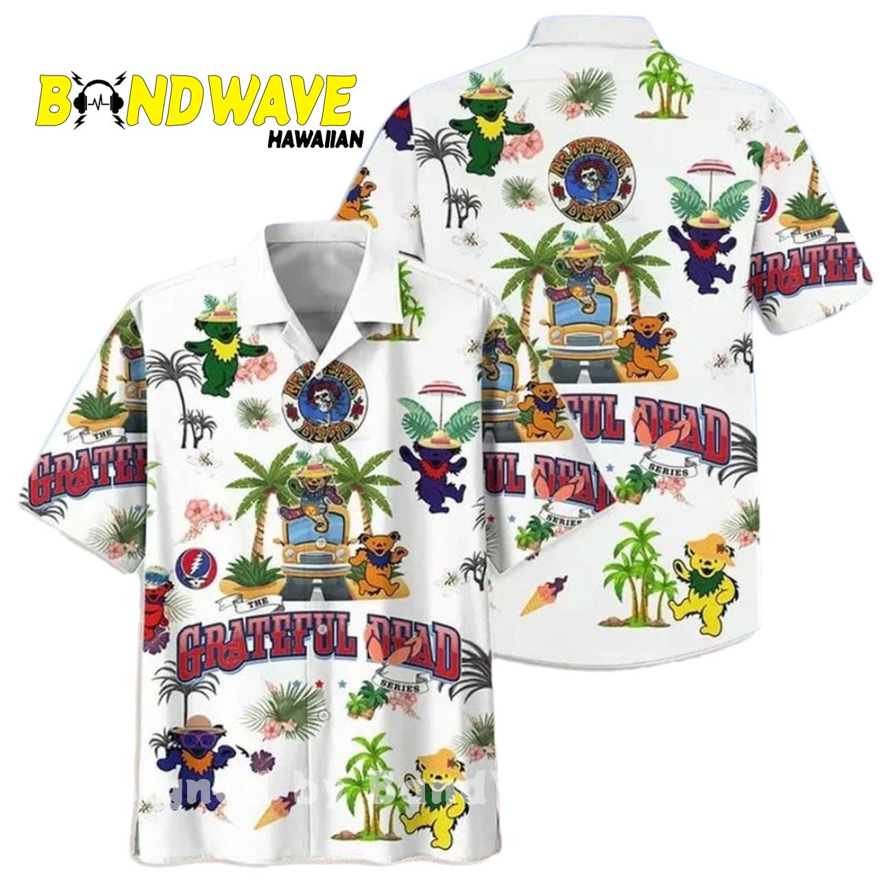 Grateful Dead Dancing Bear Summer Vacation Hawaiian Shirt Grateful Dead Dancing Bear Summer Vacation Hawaiian Shirt