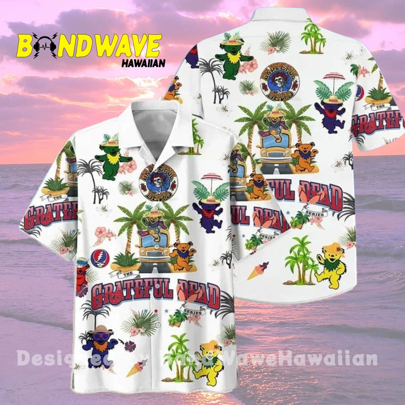 Grateful Dead Dancing Bear Summer Vacation Hawaiian Shirt Grateful Dead Dancing Bear Summer Vacation Hawaiian Shirt