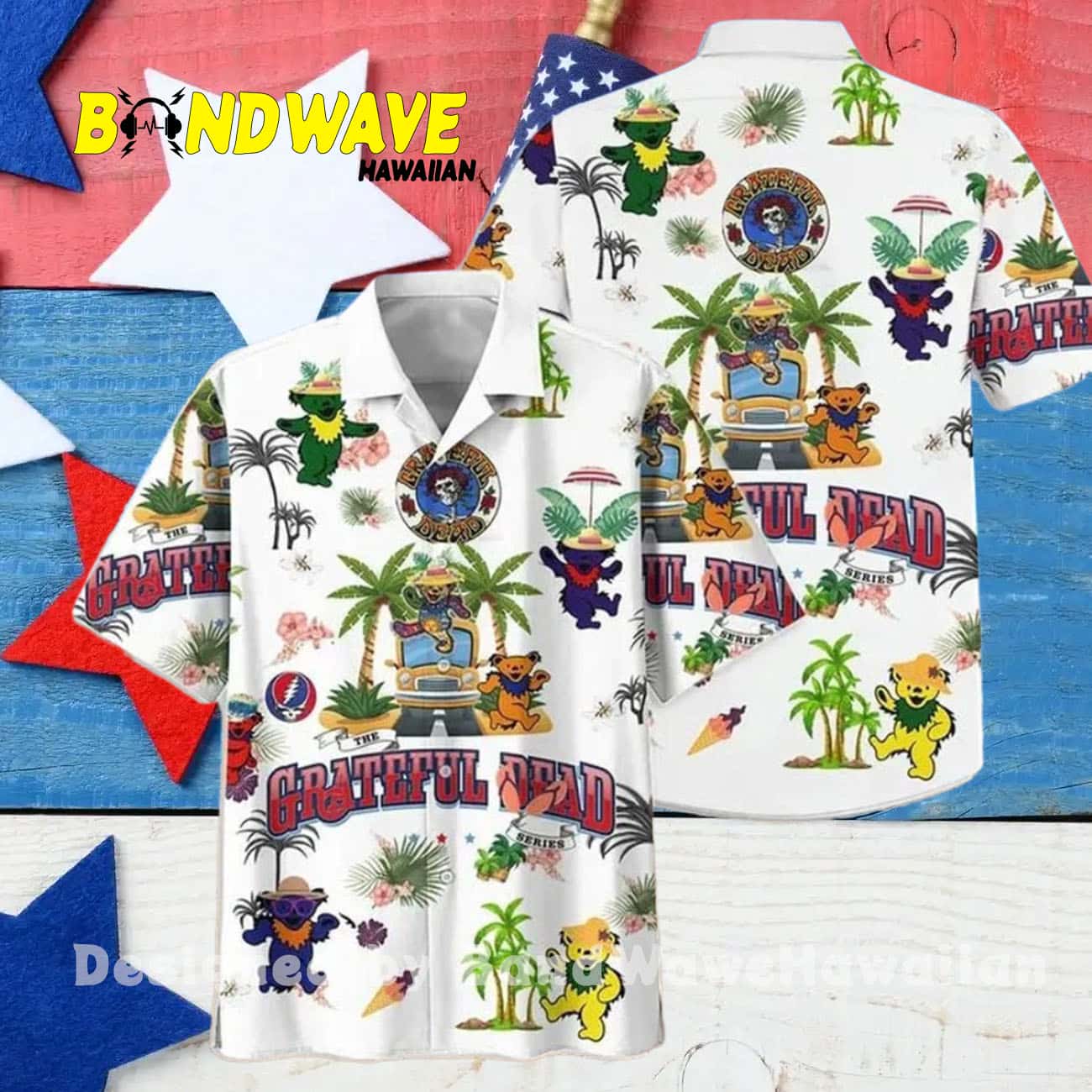 Grateful Dead Dancing Bear Summer Vacation Hawaiian Shirt Grateful Dead Dancing Bear Summer Vacation Hawaiian Shirt