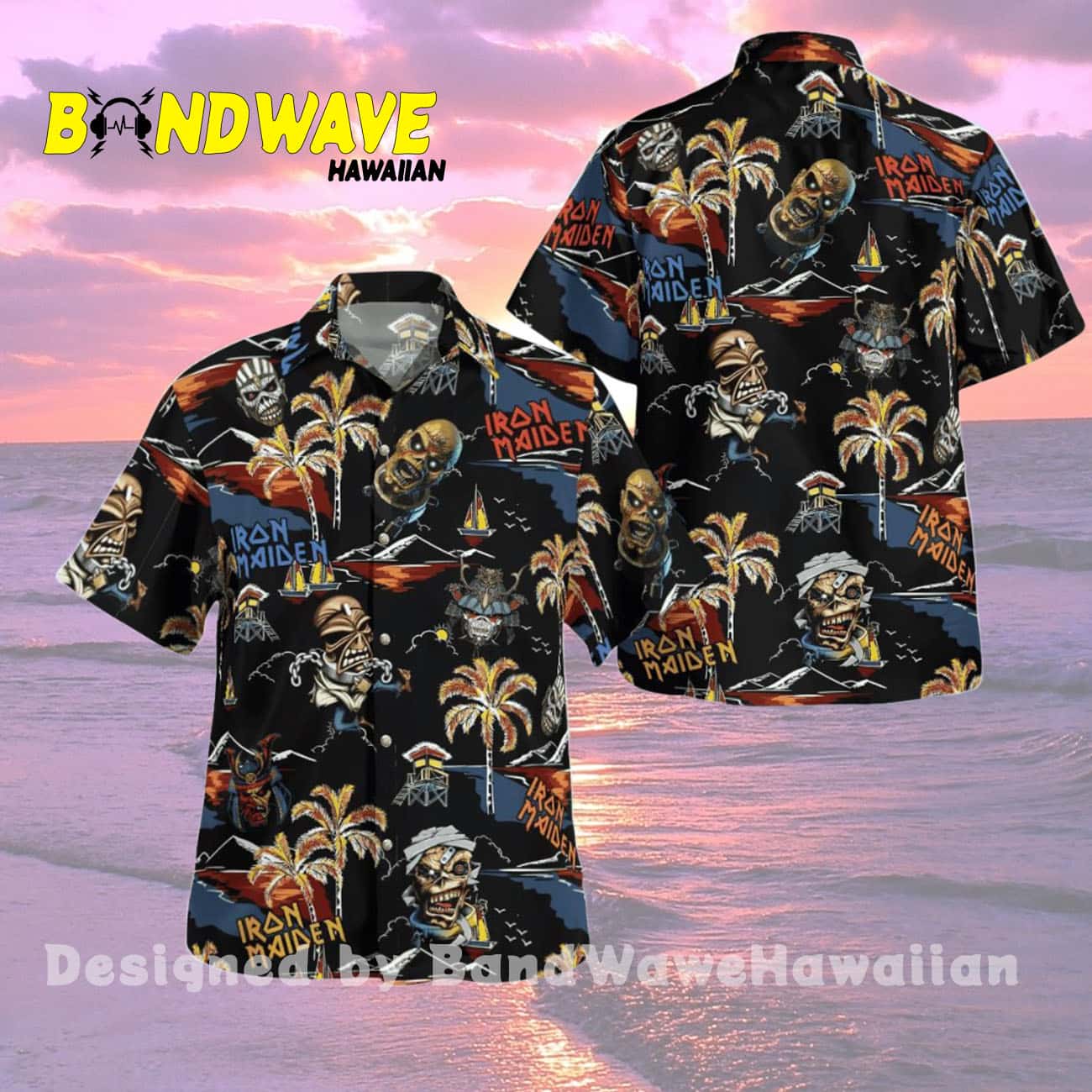 Iron Maiden black Hawaiian Shirt Iron Maiden black Hawaiian Shirt
