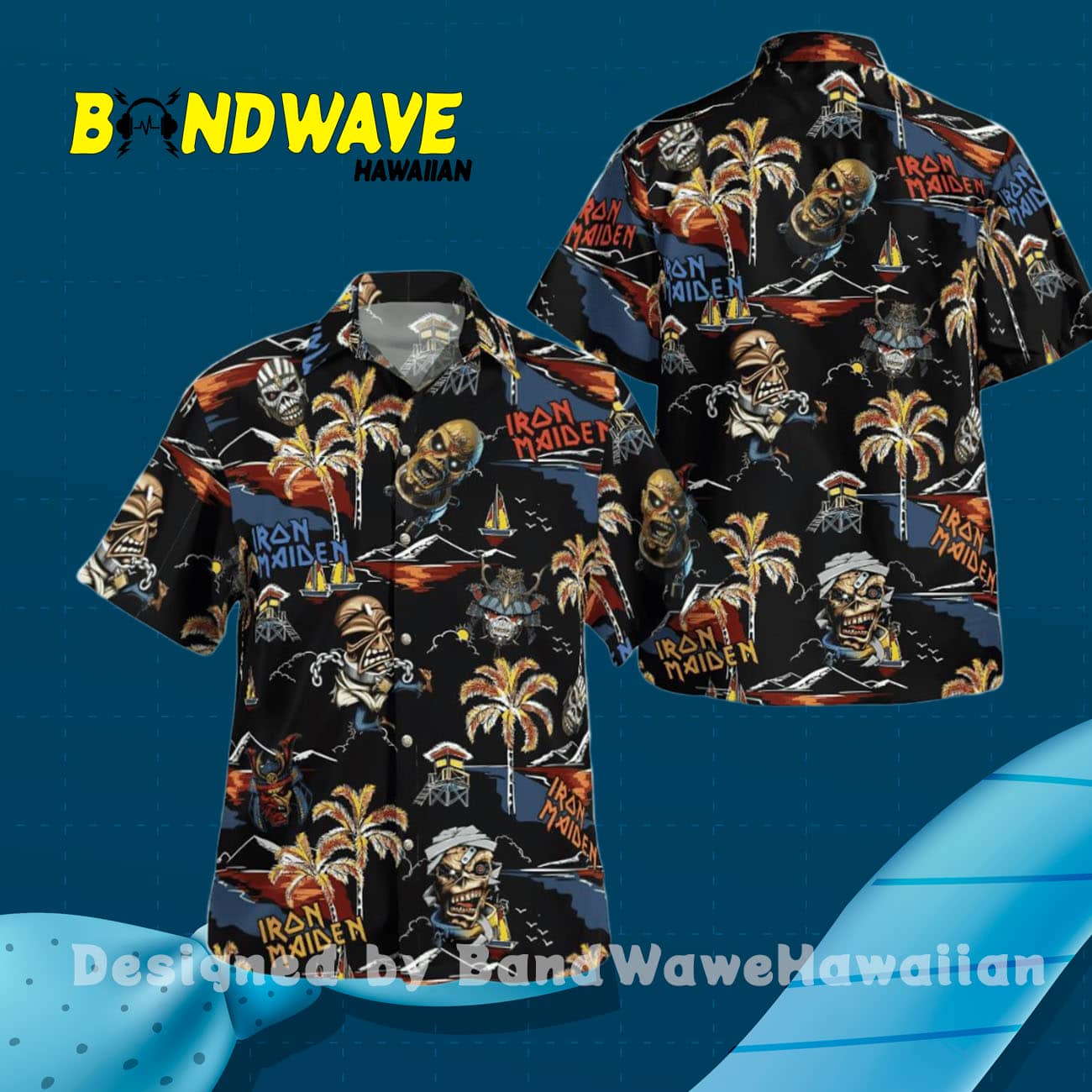Iron Maiden black Hawaiian Shirt Iron Maiden black Hawaiian Shirt