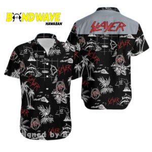 Slayer Black And White Hawaiian Shirt 1