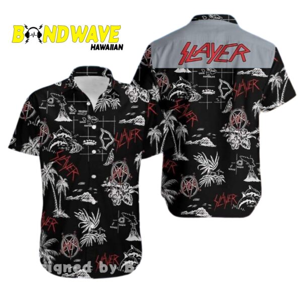 Slayer Black And White Hawaiian Shirt 1