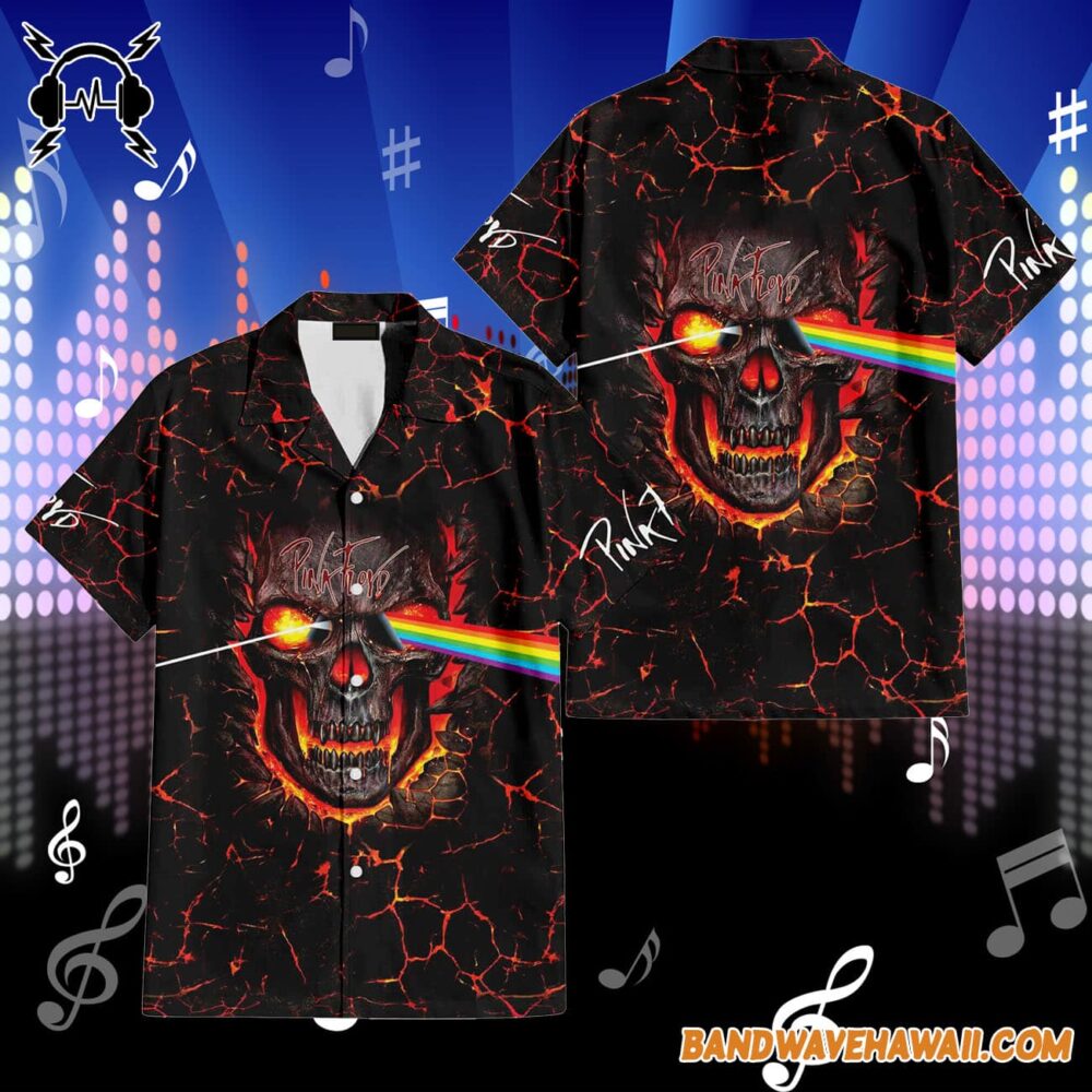 Dark Side Of Skull Magma Pink Floyd Hawaiian Shirt 2