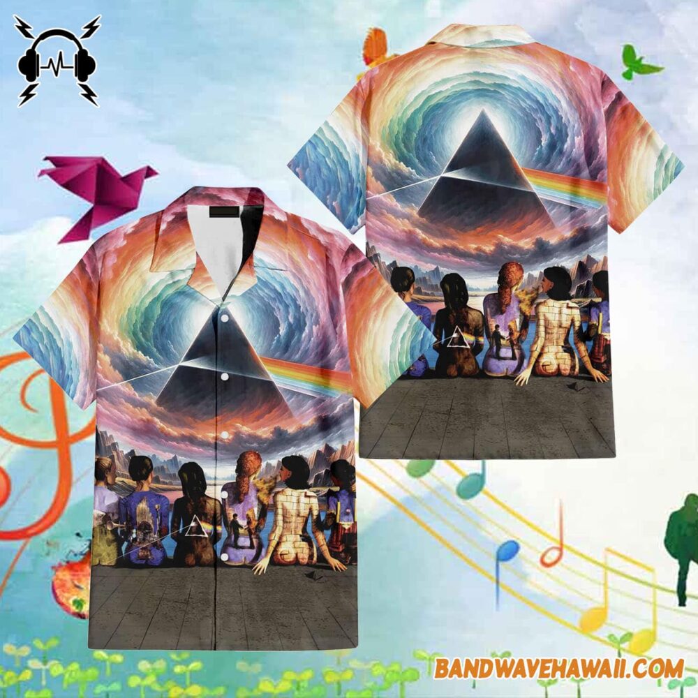 Dark Side Of The Moon Prism Over Serene Lake Pink Floyd Back Art Hawaiian Shirt 1