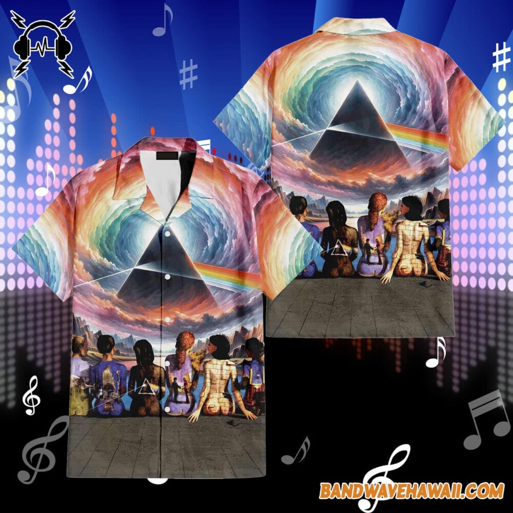 Dark Side Of The Moon Prism Over Serene Lake Pink Floyd Back Art Hawaiian Shirt 2