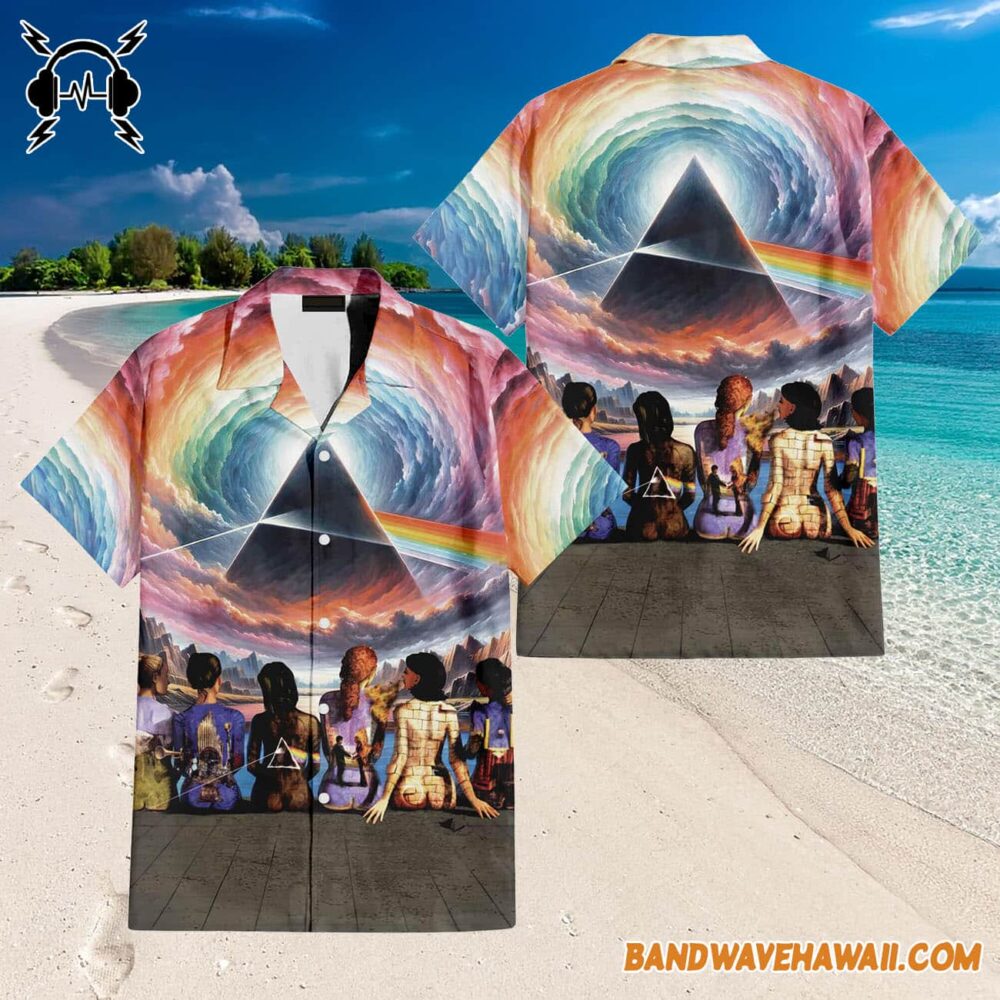 Dark Side Of The Moon Prism Over Serene Lake Pink Floyd Back Art Hawaiian Shirt 3