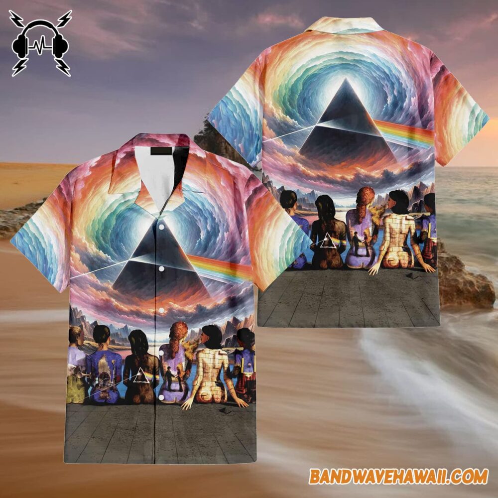 Dark Side Of The Moon Prism Over Serene Lake Pink Floyd Back Art Hawaiian Shirt 4