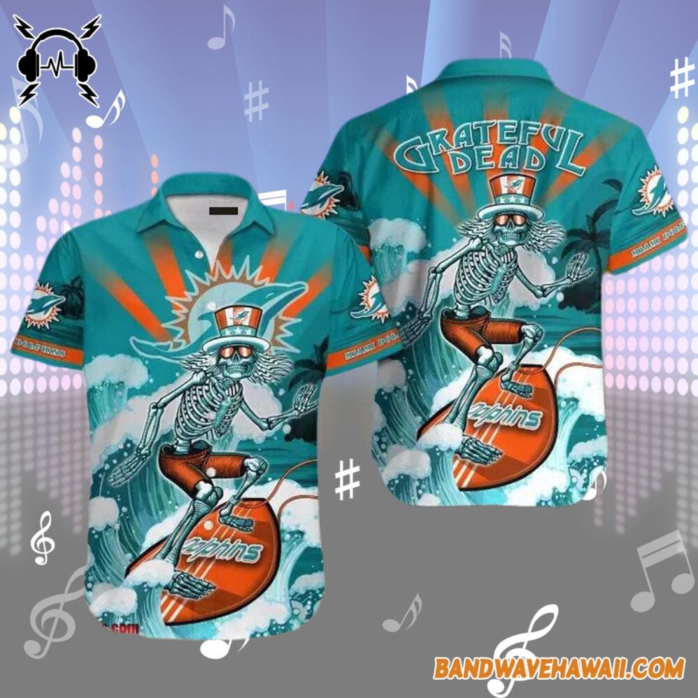 Grateful Dead x Blue Dolphin Skeleton Surfing Hawaiian Shirt 1