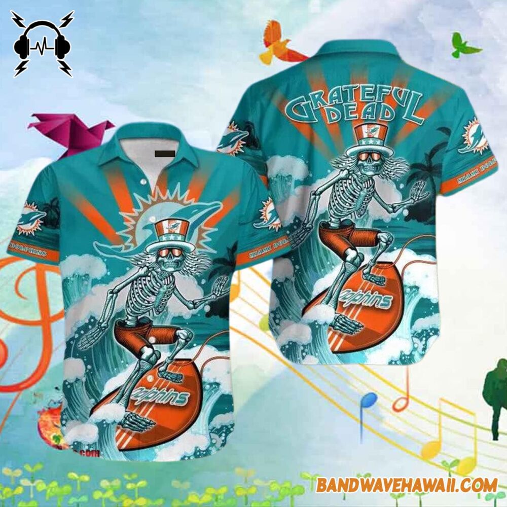 Grateful Dead x Blue Dolphin Skeleton Surfing Hawaiian Shirt 2