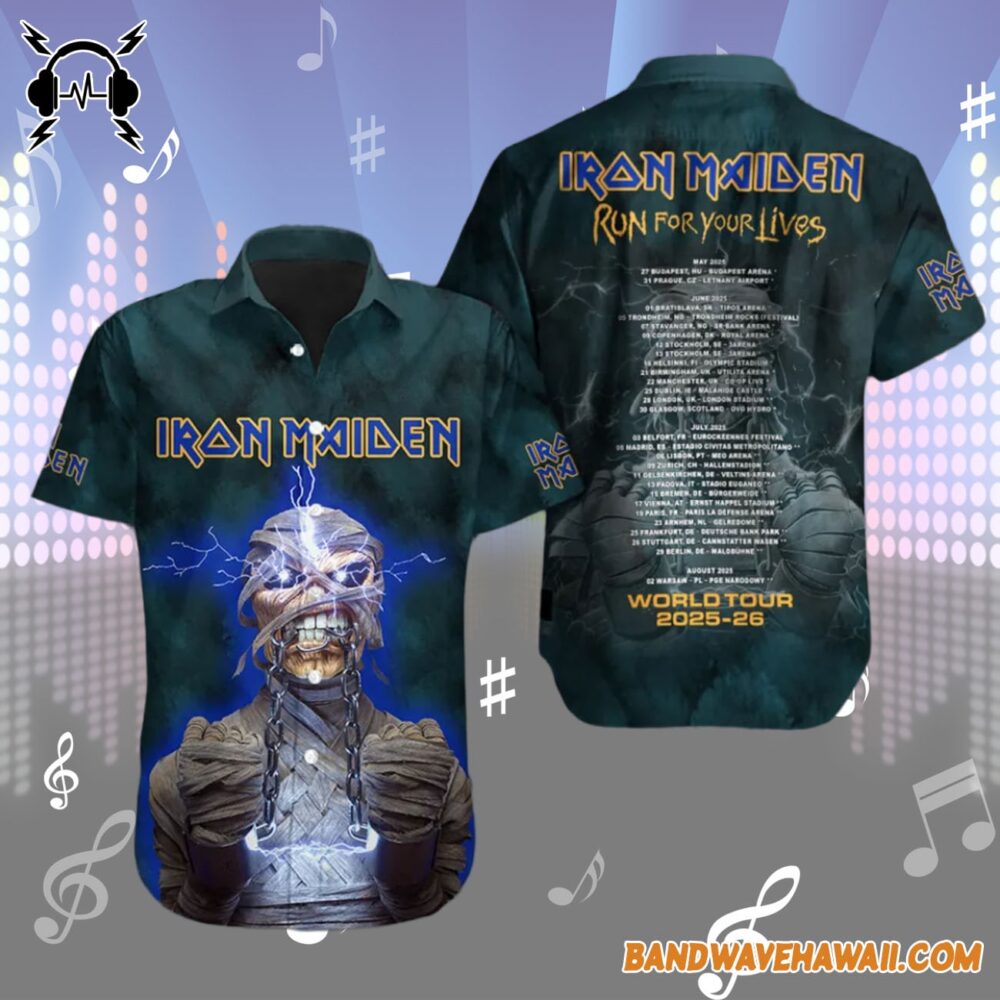 Iron Maiden pired Run For Your Lives World Tour 2025 2026 Hawaiian shirt 2