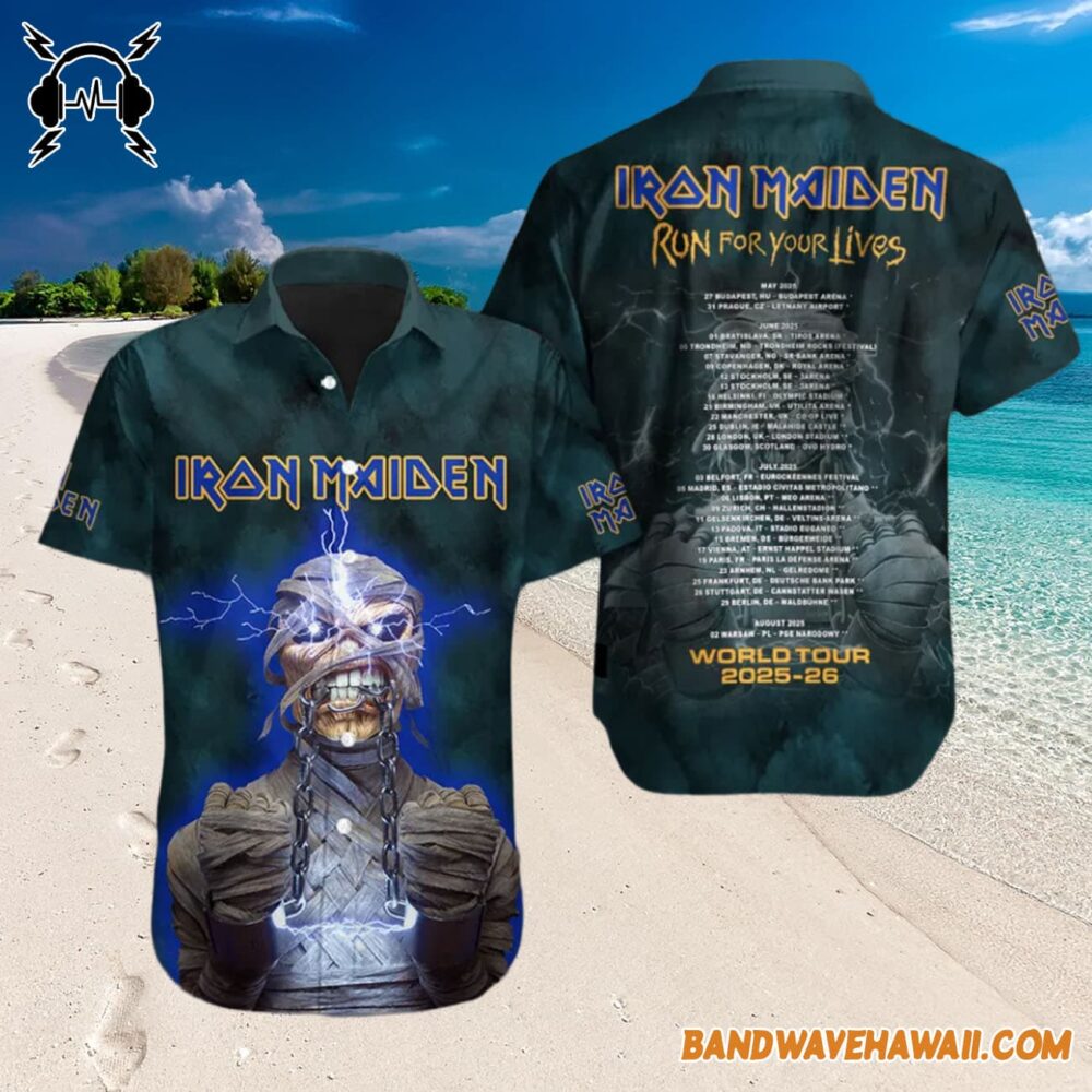 Iron Maiden pired Run For Your Lives World Tour 2025 2026 Hawaiian shirt 3