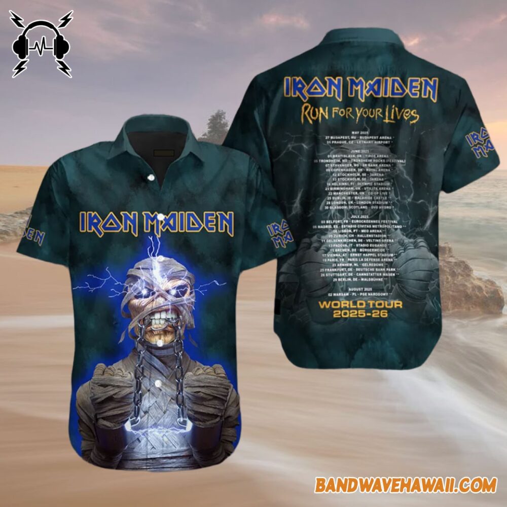 Iron Maiden pired Run For Your Lives World Tour 2025 2026 Hawaiian shirt 4