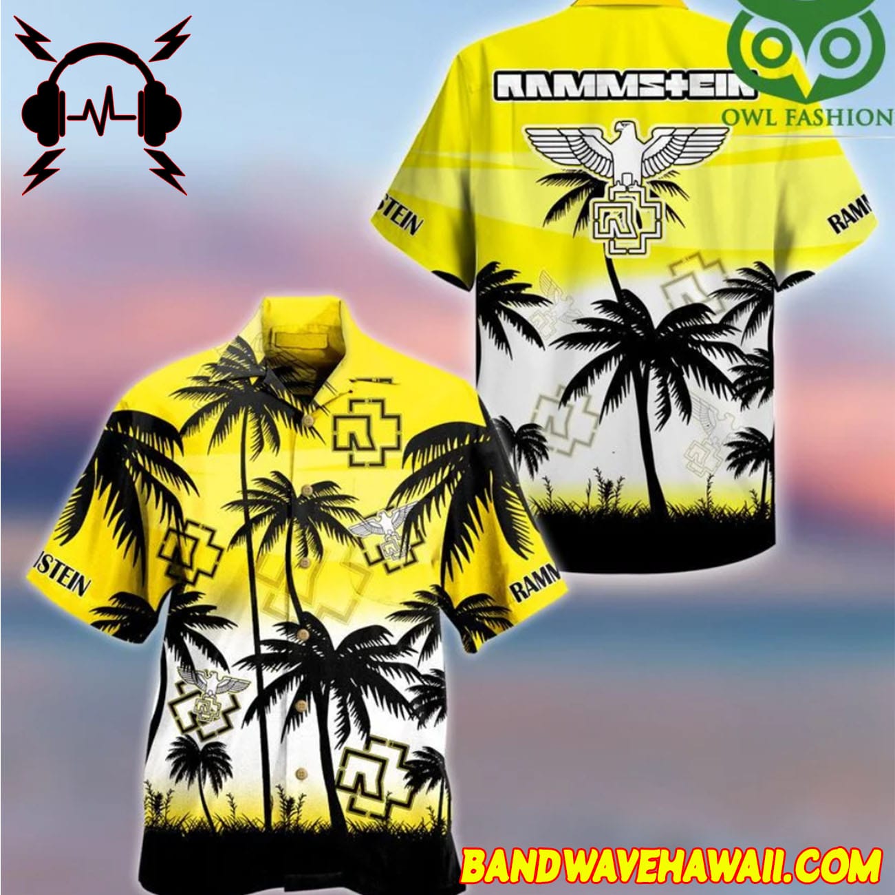 Rammstein Palm yellow Hawaiian Shirt Rammstein Palm yellow Hawaiian Shirt