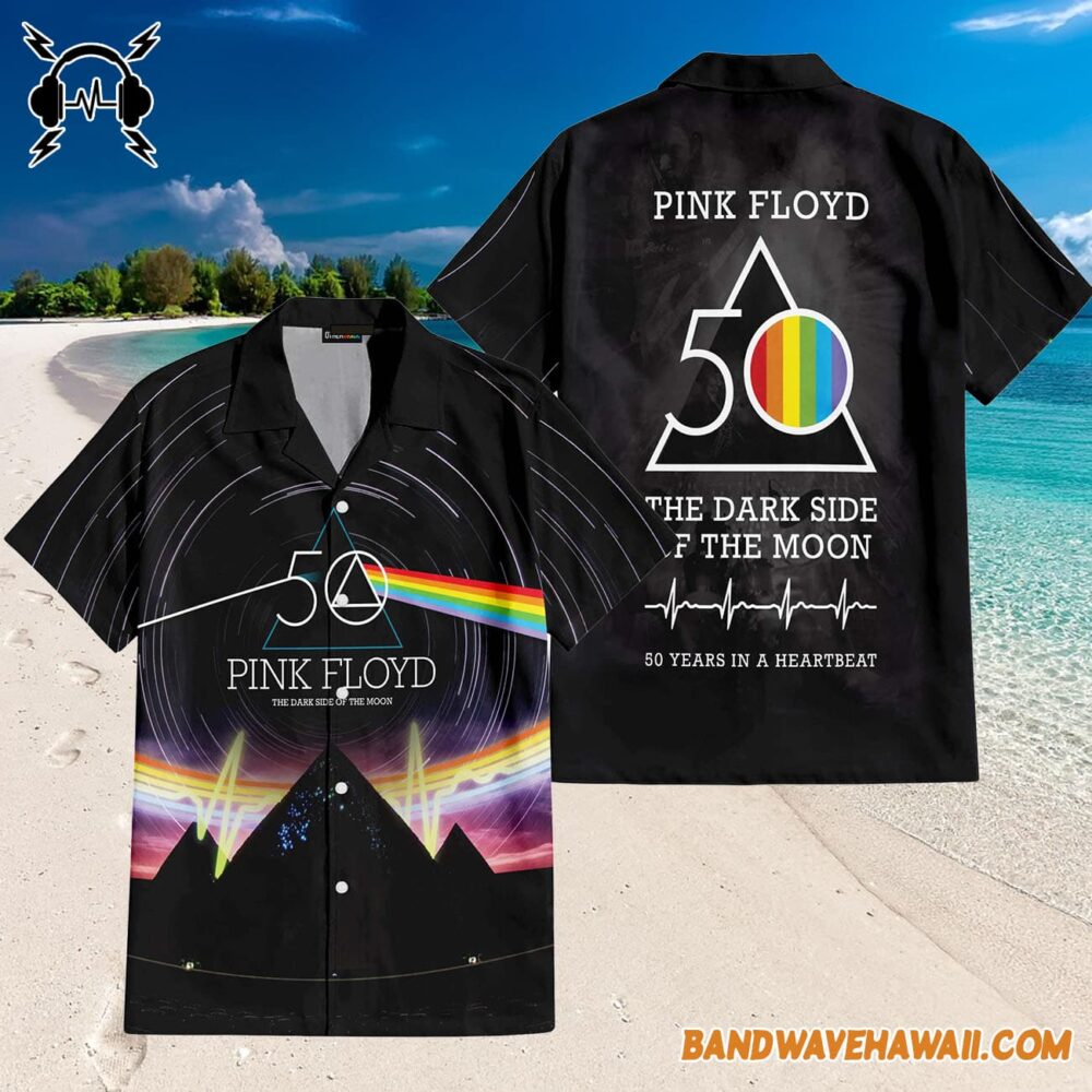 The Dark Side Of The Moon 50th Anniversary Pyramid Night Sky Hawaiian Pink Floyd Shirt 3