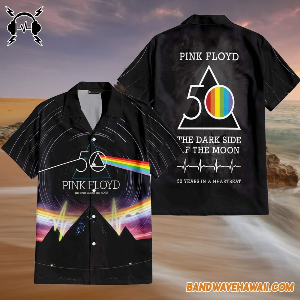 The Dark Side Of The Moon 50th Anniversary Pyramid Night Sky Hawaiian Pink Floyd Shirt 4